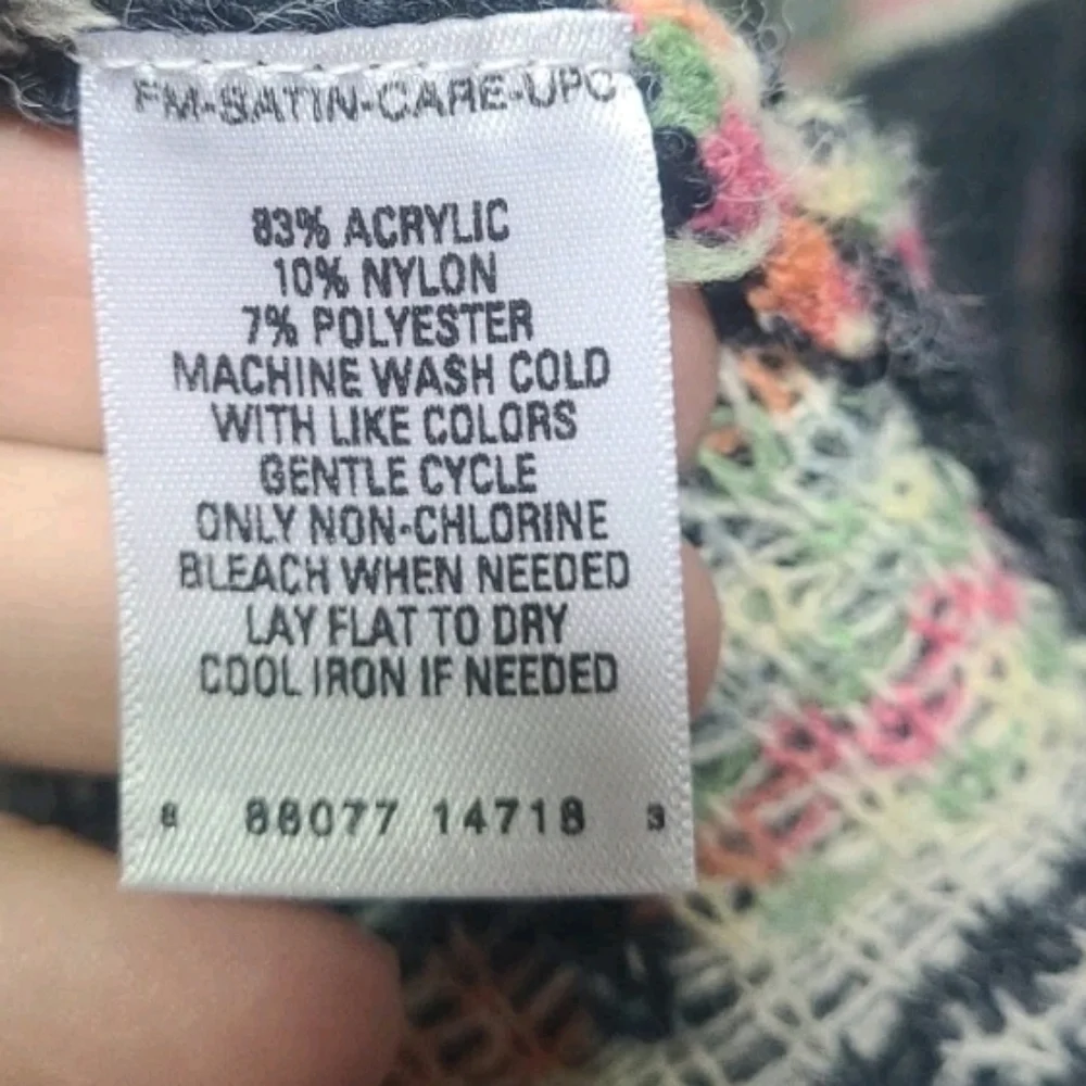 Indigo Aztec Geometric Print Long Open Cozy Tribal Print Cardigan Gray White M - Picture 5 of 6